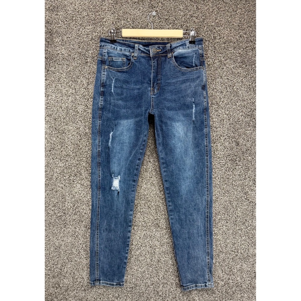 YoungLA 607 Jeans Mens 32/30 (Fits 30/28) Blue Tailored Slim Fit Distressed